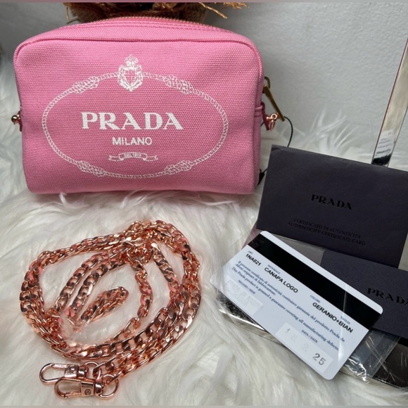 Authentic prada canapa logo pouch converted into crossbody/sling/shoulder bag - Picture 1 of 17